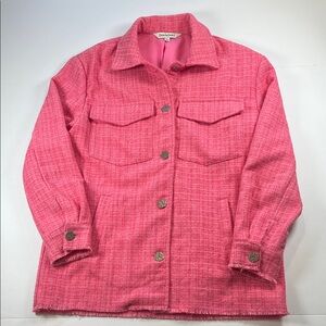 Davi & Dani Vibrant Pink Utility Jacket with Pockets Sz S